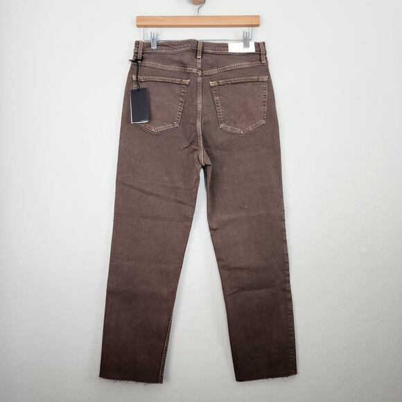 NEW Re/Done 70s Ultra High Rise Stove Pipe Jean in Washed Chocolate 28 - Picture 11 of 13